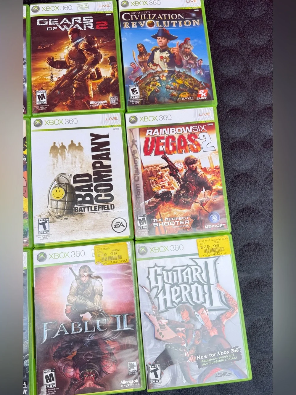 Microsoft Xbox 360 Games Bundle - Green Cases